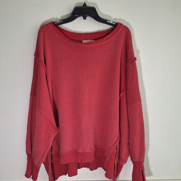 Free People Sweaters - Red Oversized Sweatshirt